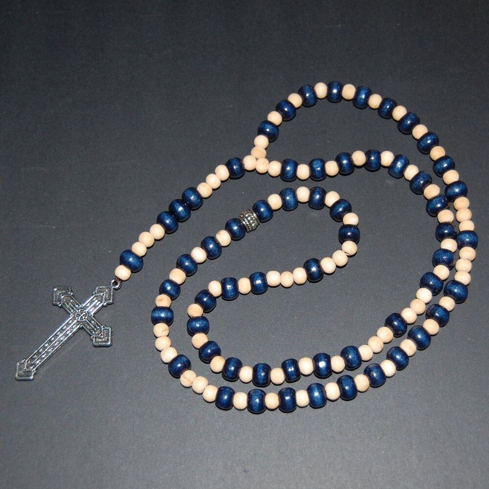 Rosary Necklace,Wood Rosary Necklace,Cross Necklace,Wooden Beaded Necklace